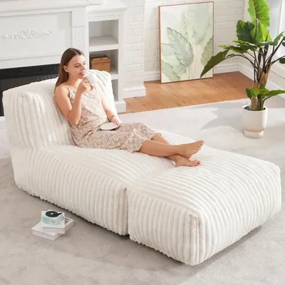 Big Bean Bag Lounger Chairs Large Beanbag Chair for Adults Bean Bag Sofa with Memory Foam Filled for Living Room