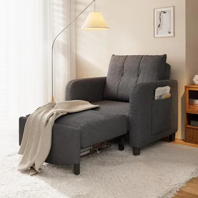 Convertible Chair Bed, 88" Long 4 in 1 Lambswool Fabric Sofa Cama Chair Bed, Upgraded 3-in-1 to 4-in-1 Pull Out Chair