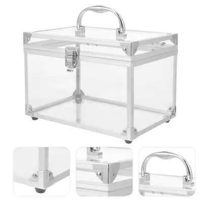 Acrylic CD Storage Box for Home Silver Clear Vinyl Records Organizer Case with Lid Portable Disc Holder DVD Cases Empty