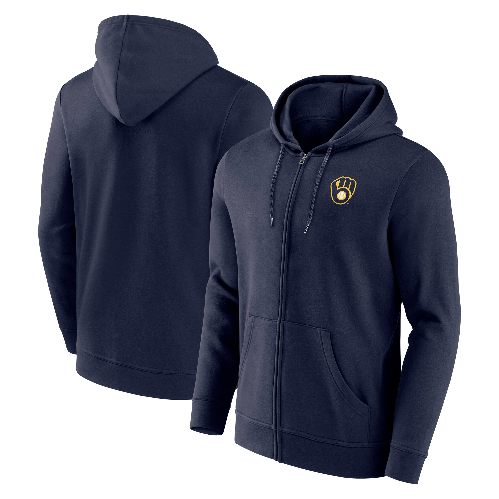 Milwaukee Brewers Primary Logo Hoodie mit durchgehendem Reißverschluss – Herren Image