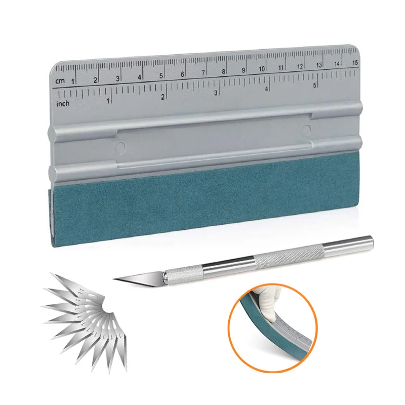 Filz-Vinyl-Rakel mit Lineal, 15,2 cm, kratzfreier Wickelrakel für Autofenster, Tönungsfolie, Installation von Vinyl-Wickelschaber-Werkzeug Image