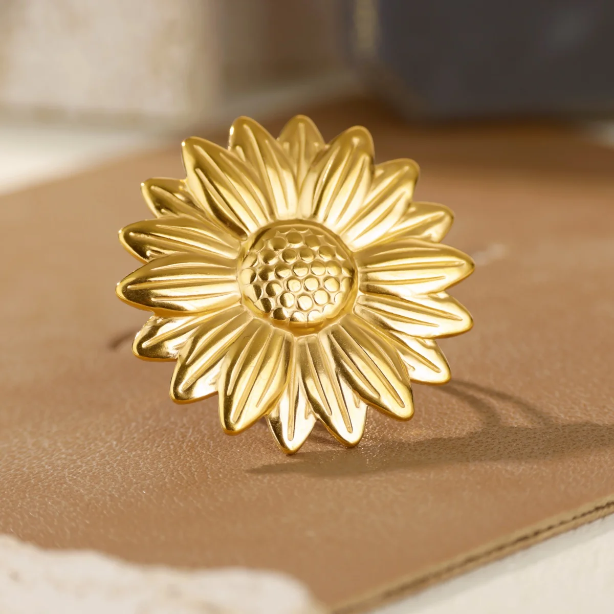 Vintage Edelstahl Blume Ring Für Frauen Einfache Temperament Party Mode Trendy Charme Wasserdicht Schmuck Geschenk Image