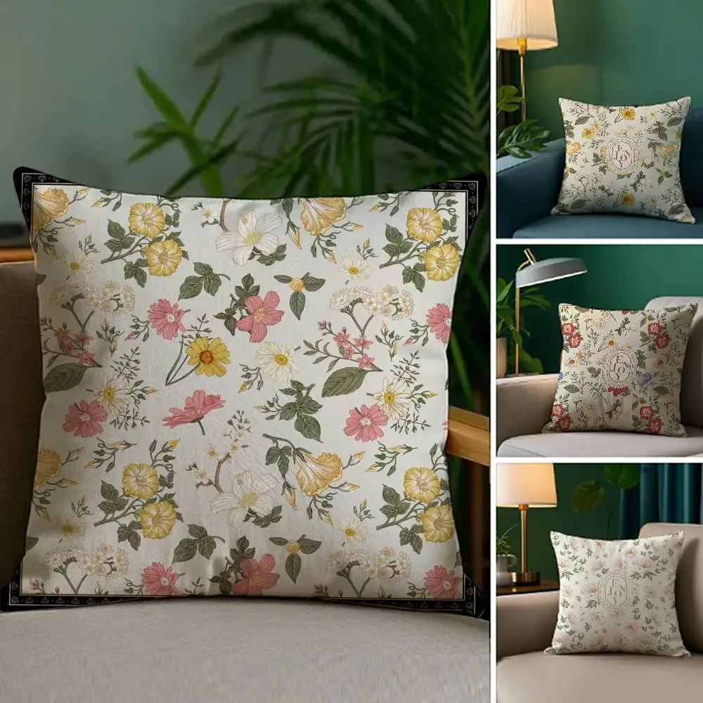 Einfache Blumenmalerei-Kissenbezug aus Plüschstoff, weicher doppelseitiger Druck, Sofa-Kissenbezug, Dekokissenbezüge Image