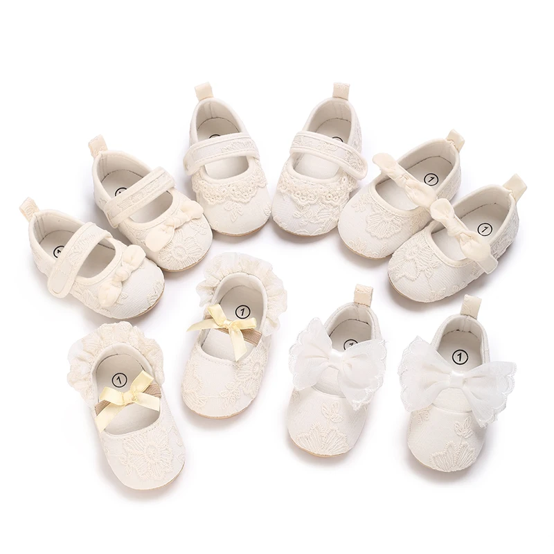 Babyschuhe Frühling und Herbst Baby weiche Sohlen Turnschuhe Anti-Rutsch weiße Schleife Damen Schatzboden Kinderschuhe