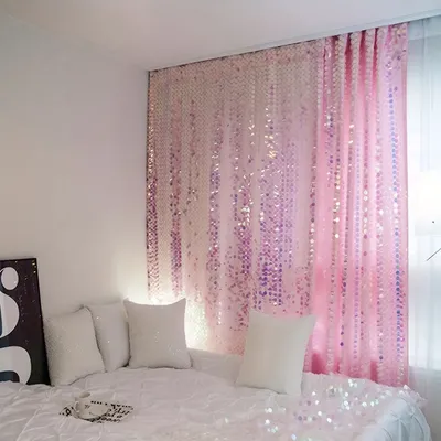 1 Piece Set of Modern Fantasy Colorful Sequin Fish Scale Curtains Glitter Stage Curtain Wedding Background Cloth Environment Hanging Cloth Photo Live Broadcast Background Cloth Rod Flap Pocket Pants