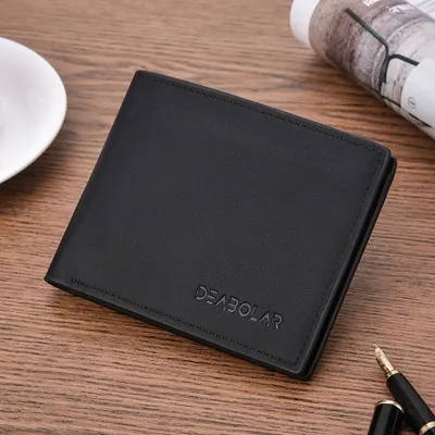 Short Men's Wallet Classic Pocket Photo Holder, Small Men's Wallet Quality PU Leather Card Holder, Matte Leather Men's Wallet