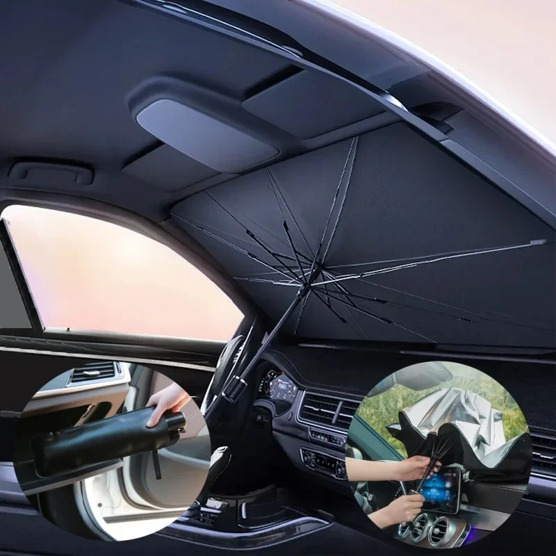 Auto Sonnenschirm Regenschirm Windschutzscheibe Klapp Front Sonnenschirm Regenschirm Typ Sonnenschutz Für Auto Fenster Sommer Sonnenschutz Zubehör Image