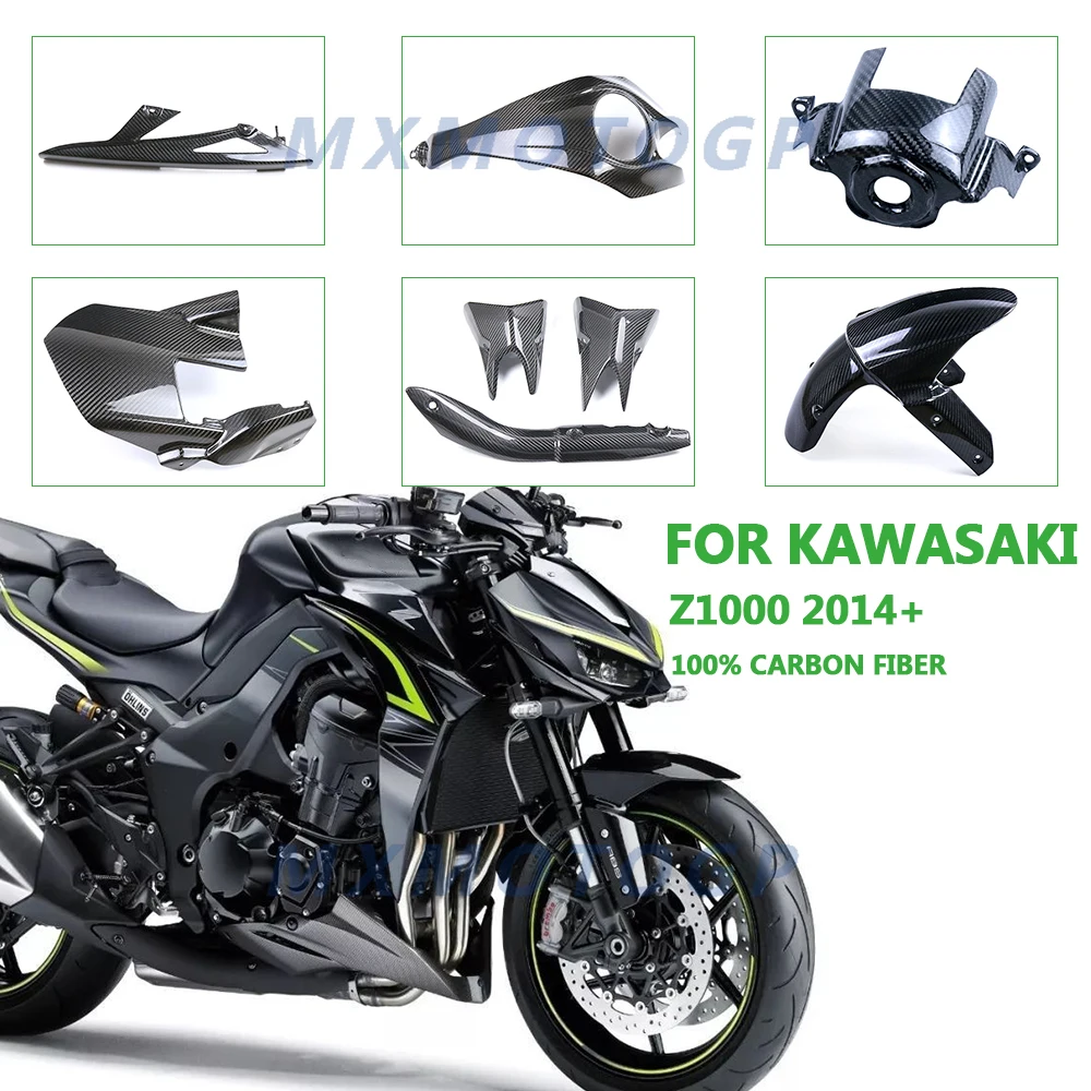 Für Kawasaki Z1000 2014 - 2018 2019 2020 2021 2022 100% e Carbon Faser Tank Abdeckung Verkleidung Kotflügel Abdeckung Motorrad zubehör Image