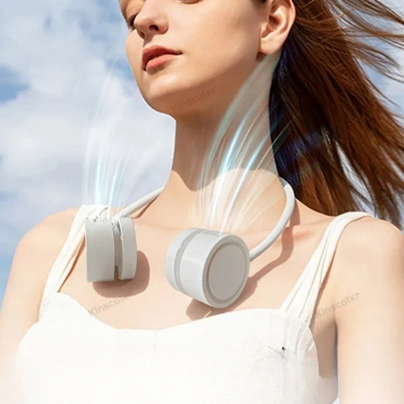 Nackenventilator, neuer tragbarer, faltbarer Mini-USB-Ventilator, wiederaufladbar, kühlende Windventilatoren, persönlicher, leiser Nackenventilator für den Sport Image