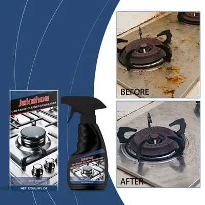 Jakehoe Gas Stove Cleaner Spray Powerful Kitchen Oil Stain Degreaser Oil Stains Remover Home Cooktop Cleaning Spray