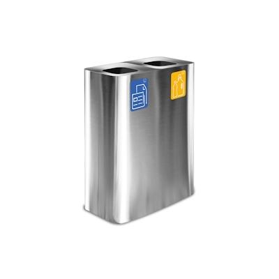Stil Casa PURE Abfallsammelsystem, rostfreier Stahl, 60x30xh. 80 cm, 120 Liter, satinierte Aluminiumoberfläche, satiniert. Image