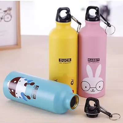 500ML Cartoon Aluminum Water Bottle Cute Animal Print Stainless Steel Water Bottle with Lid Insulated Mug Coffee Mug