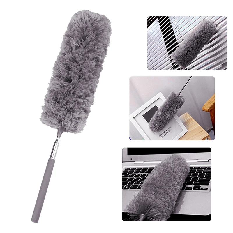 1Pc Versenkbare Duster Edelstahl Langen Griff Abstauben Huhn Staub Werkzeuge Auto Reinigung Pinsel Mikrofaser Staubwedel Haus Image