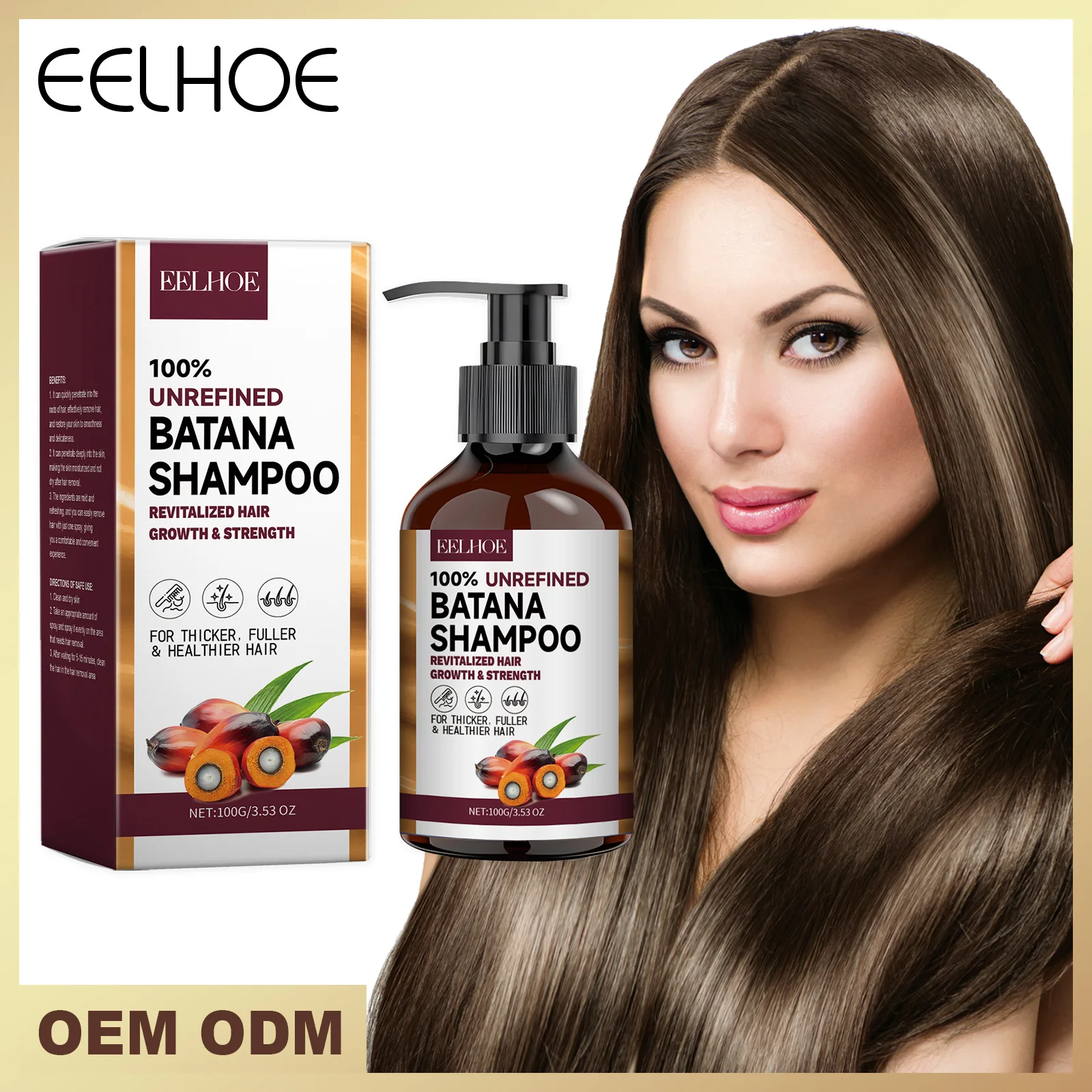 EELHOE Natürliches Batana-Öl, tief feuchtigkeitsspendendes, glattes, dickes Haarwachstumsshampoo und Spülung für geschädigtes Haar, Keratin-Behandlung Image