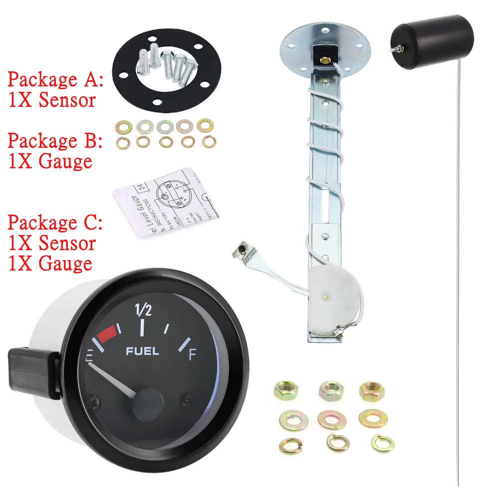 240-33Ohm Kraftstoffs tand anzeige Kraftstoffs chw immer sensor weiß LED-Licht 52mm 2 ''Kraftstoff zähler schwarze Schale für 12V Autos Kfz-Messgeräte Image