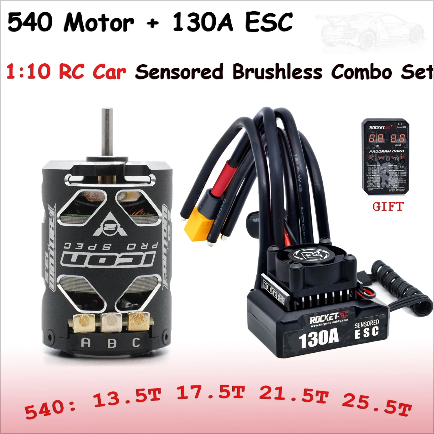 130A ESC mit 540 ICON V2 13,5T 17,5T 21,5T 25,5T Motor Sensored Bürstenlosen Combo Set für 1/10 RC Off-Road On-Road Racing Drift Car