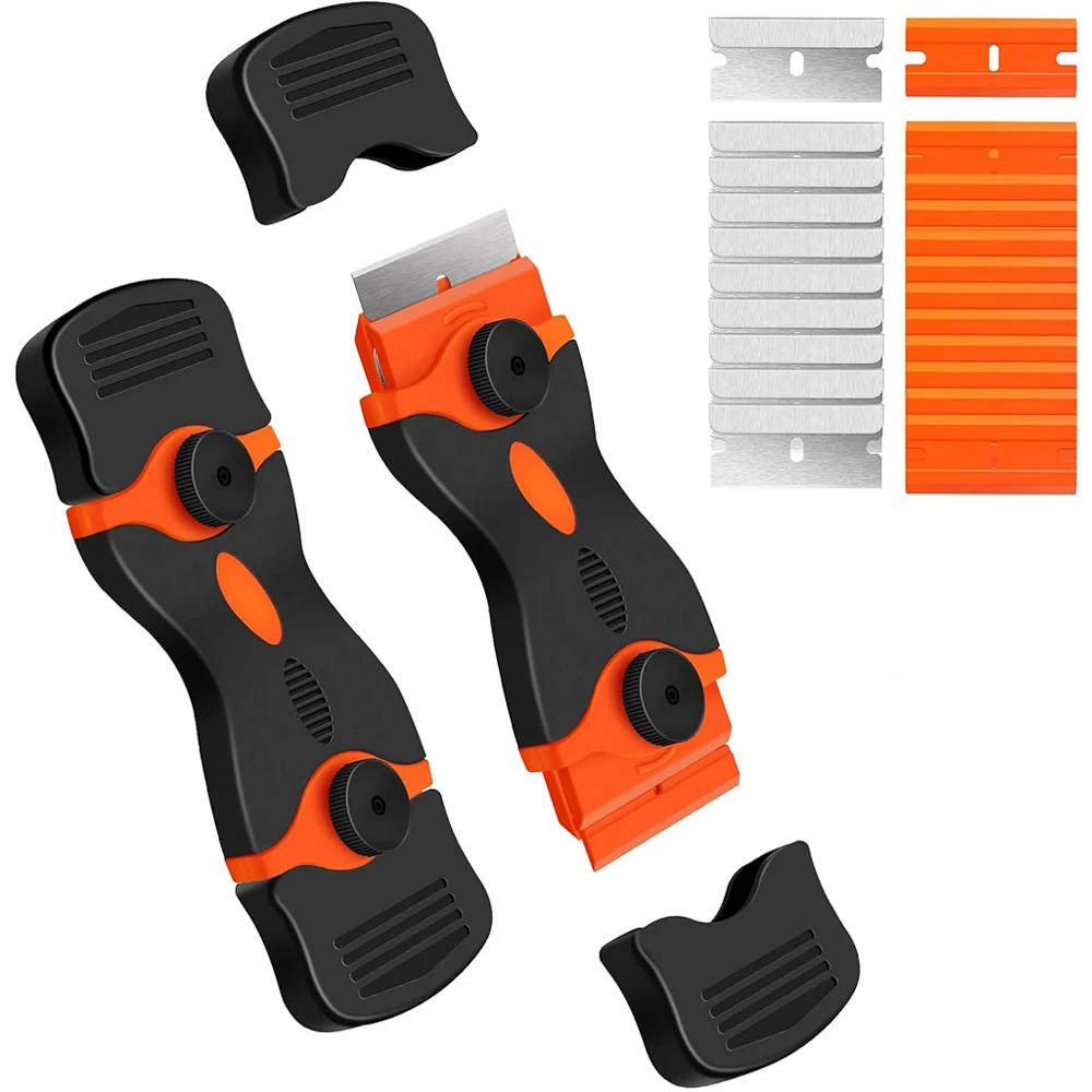 Rasierklingen-Schaber aus Kunststoff und Metall, Fensterglasreiniger, Vinylfolie und Klebstoffentferner-Werkzeug für das saubere Schaber-Werkzeug im Auto zu Hause Image