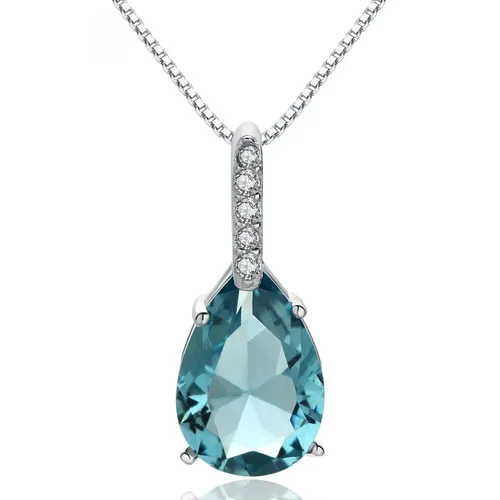 Pure Natural Blue Topaz Pendant 925 Sterling Silver Color Necklace Colgantes Wedding Bizuteria Pierscionki Pendant women's