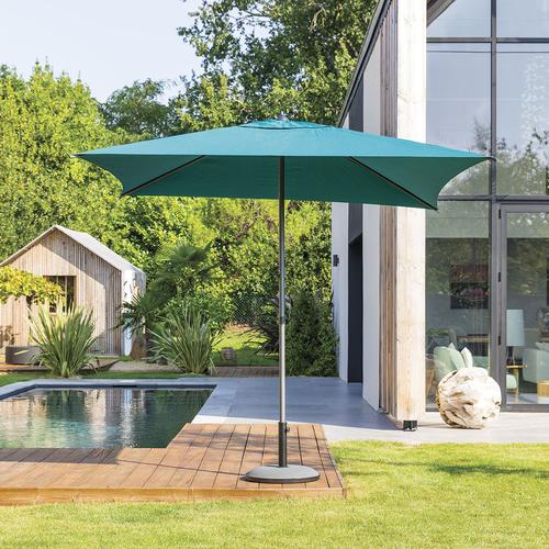 Parasol droit carré SOYA Bleu canard 2,5 x m - Acier, Polyester Hespéride