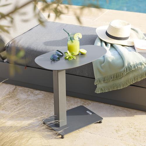 Table d'appoint de jardin VENUZIA Graphite 50 x 30 cm - Aluminium traité époxy Hespéride