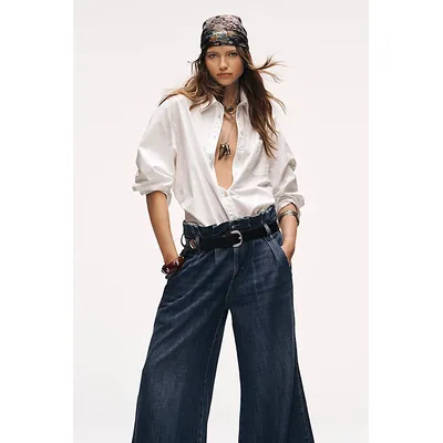 We The Free Hallie French Cuff Shirt at Free People in Clean Ivory, Size: Medium