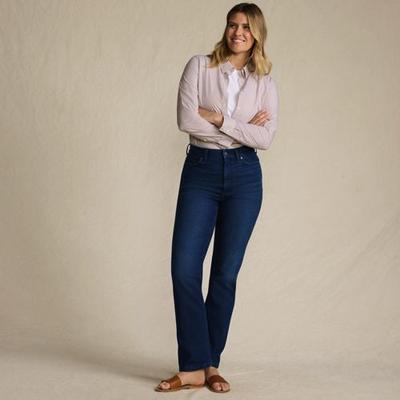 Rail Straight Leg Jeans, High Waisted, Women, size: 16, regular, Blue, by Lands' End