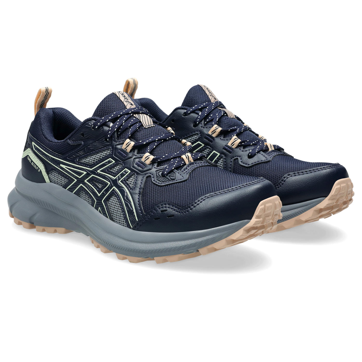 Trailrunningschuh ASICS "TRAIL SCOUT 3", Damen, Gr. 38, grün (midnight, whisper grün), Textil, Schuhe