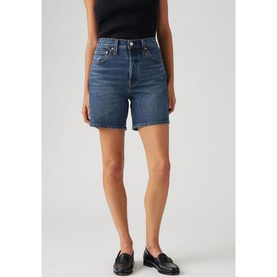 Shorts LEVI'S "501MID THIGH SH", Damen, Gr. 28, N-Gr, broken midnight, Denim/Jeans, Obermaterial: 99% Baumwolle, 1% Elasthan, washed, casual, normal ca. Mitte Oberschenkel, Hosen, Sommerhose Denim/Jeans in Baumwollqualität