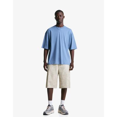 Bershka Printed Bermuda Shorts Men 26 Grey