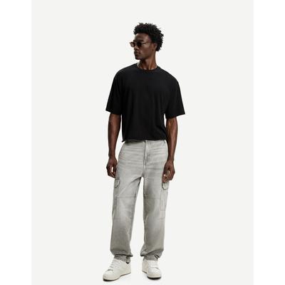 Bershka Baggy Cargo Jeans Men 32 Grey