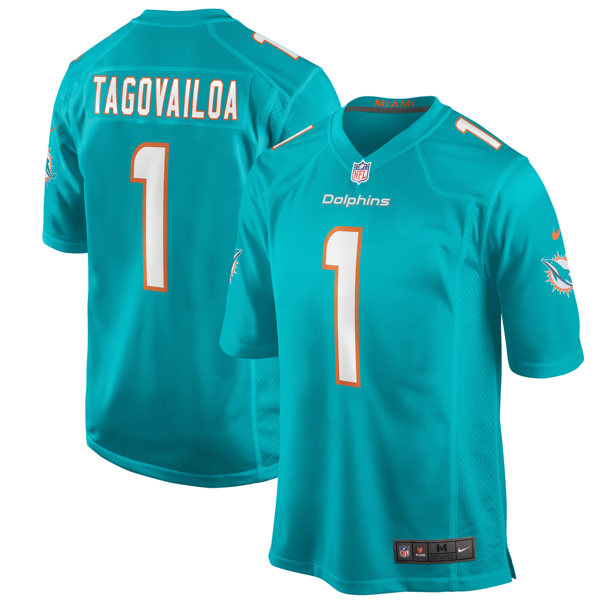 Footballtrikot NIKE "Nike Trikot Miami Dolphins NFL Home Game Jersey Tagovailoa 1", Herren, Gr. XXL, grün (mehrfarbig), 100% Polyester, Trikots