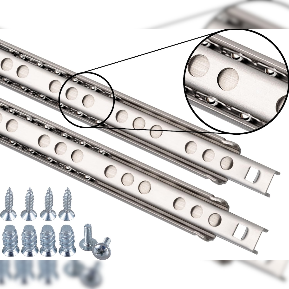 ID Dinkel 2 Schubladenschienen EDELSTAHL Teilauszug 406mm Teleskopschiene Kugelführung Schubladenauszug Image