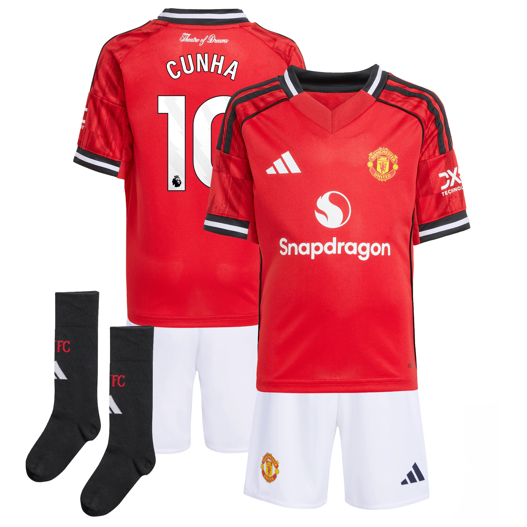 Mini tenue Domicile Manchester United adidas 2025-26 avec flocage Cunha 10 - unisexe Taille: 2-3 Years