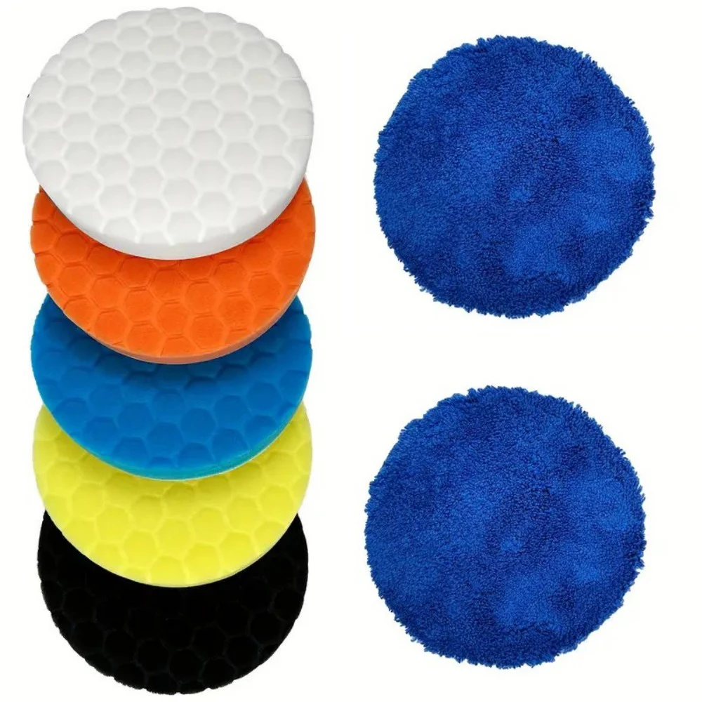 7 Stück 5/6 Zoll Polierpads – selbstklebender Auto-Polier-, Wachs- und Reinigungsschwamm – wiederverwendbare Auto-Wartungswerkzeuge Image