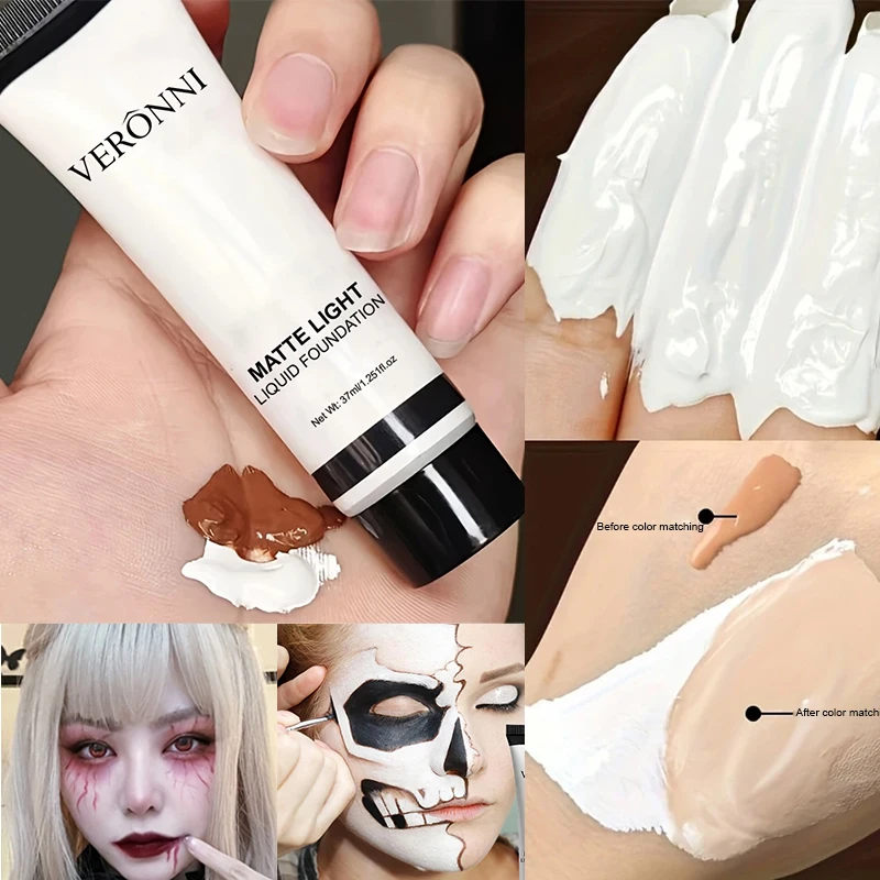 1/2 Stück Mixable Pure White Foundation Adjuster Liquid, Foundation Lighten & Brighten Adjuster White Matte Makeup für alle Hauttypen Image