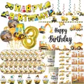 Costruzione Decorazioni per feste di buon compleanno Piatti da tavola usa e getta Macchine a tema Sito Ballon Forniture per bambini Sfondo per auto