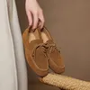 Mode Marke Schuhe Frau 2025, Frühjahr Neue Vintage Wildleder Loafer Pumps frauen Casual Wohnungen Schuhe Britischen Stil Flache Einzelnen schuhe