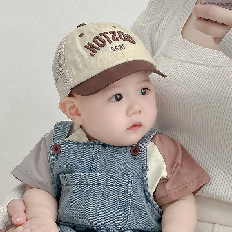 Baby Brief Baseball Kappe Sommer Atmungsaktive Mesh Sonnenblende Hut für Kleinkind Junge Mädchen Einstellbare Kurze krempe Kinder Schirmmützen Image