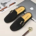 Taglia grande 47 48 Ciabatte da uomo Mezze scarpe da uomo in pelle Scarpe casual da uomo Mocassini senza schienale Pantofole Scivoli Sandali piatti a punta chiusa