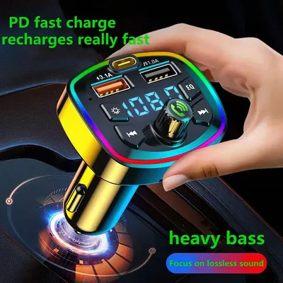 Bluetooth 5.0 Autoladegerät Auto FM Sender Bluetooth Freisprecheinrichtung MP3 True 3.1A Dual USB Port PD Schnellladung Image