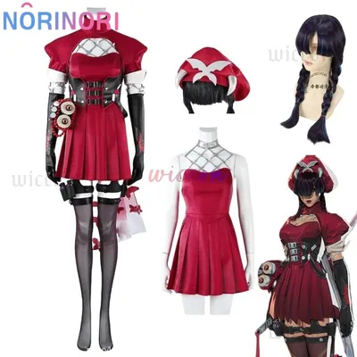 Psylocke Cosplay Rote Anzüge Hut Socke Kleid Rivalen Roleplay Kostüm Frauen Kleidung Outfits Halloween Karneval Party Weiblichen Anzug Image