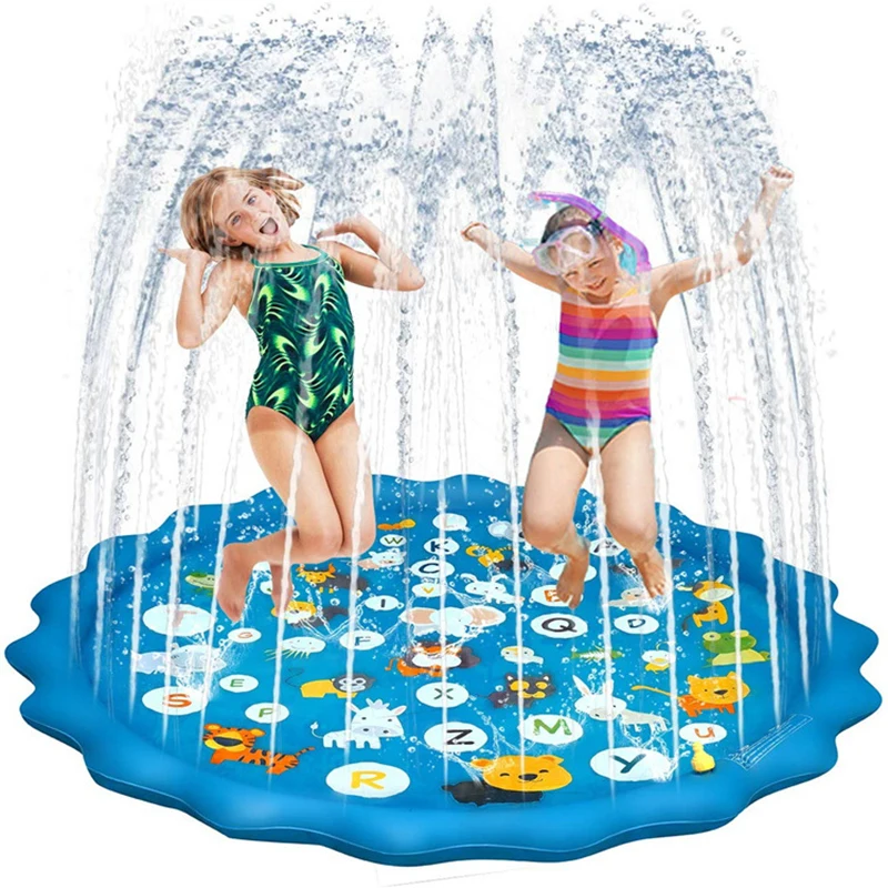 Kinder Outdoor Lustige Sprinkler Pools Matte Wasser Spray Pad Spielzeug Spielen Rasen Hof Kinder Aufblasbare Runde Wasser Splash Spiel Image