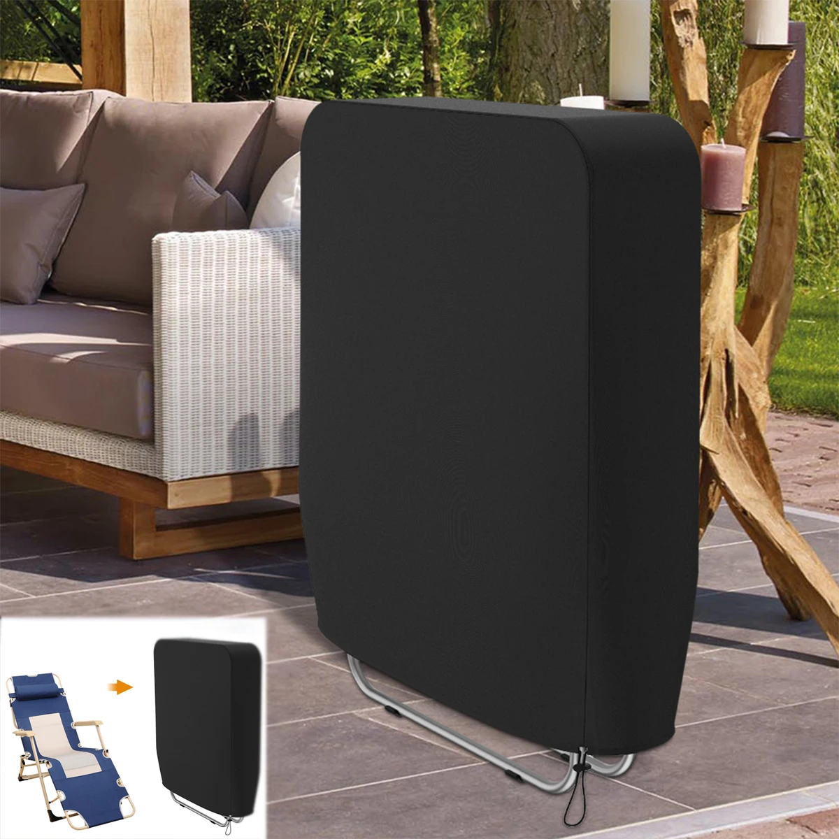 1/2 Stück klappbarer Liegestuhlbezug, wasserdicht, UV-beständig, Sonnenliegebezug mit Aufbewahrungstasche, 93 x 82 cm, Gartenmöbelbezüge Image