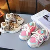 Kinder Turnschuhe rosa Khaki Mix-Color-Plattform Unisex Jungen Mädchen Freizeit schuhe sportlich atmungsaktiv Schnürung Freizeit Kinder schuh 21-36