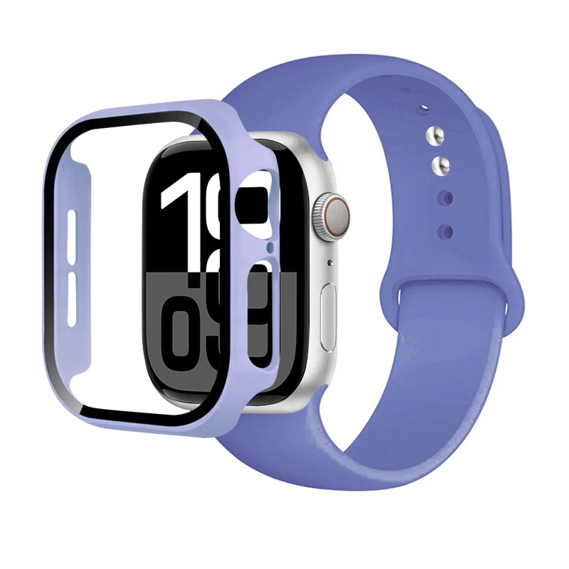 Sportband + Glas + Hülle für Apple Watch-Bänder 44 mm 40 mm 45 mm 41 mm 42 mm Silikonarmband iWatch-Serie 10 9 8 7 6 5 4 3 SE-Armband Image