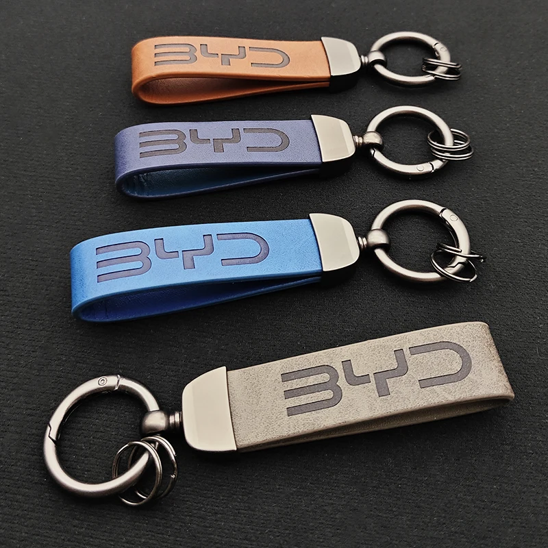 2025 Luxus Leder Auto Schlüsselanhänger Logo BYD Schlüsselanhänger Bestes Geschenk für BYD ATTO 3 SEAL U DOLPHIN U8 U9 HAN TANG Autozubehör Image
