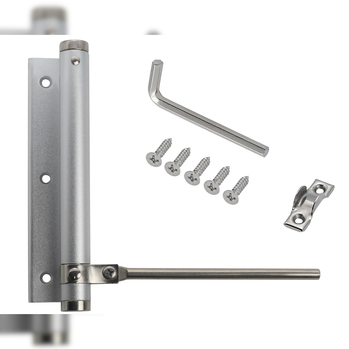 ID Dinkel 5 Stangentürschließer UNIVERSAL Türschließer Automatik Türfeder Federschließer bis 75 KG Silber Image