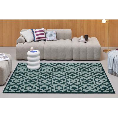 Teppich WECON HOME "Downtown", bunt (grün multi), B:80cm H:10mm L:150cm, Schurwolle, Teppiche, handgefertigt, pflegeleicht, Fasermix, Wohnzimmer, Schlafzimmer Image
