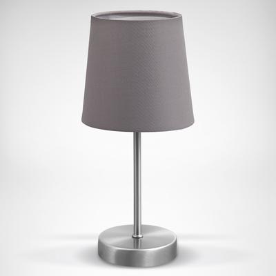 B.K.LICHT Tischleuchte, grau (grau, nickelfarben), H:30,8cm Ø:10cm, Lampen, Tischlampe, Stoff, Nachttisch-Leuchte, Wohnzimmerlampe, E14, grau Image