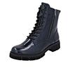 Schnürstiefelette REMONTE, Damen, Gr. 45, blau (nachtblau), Lacklederimitat, glänzend, modisch, Schuhe, Schnürboots, Stiefelette, Profilsohle, mit Glitzer-Schnürsenkel